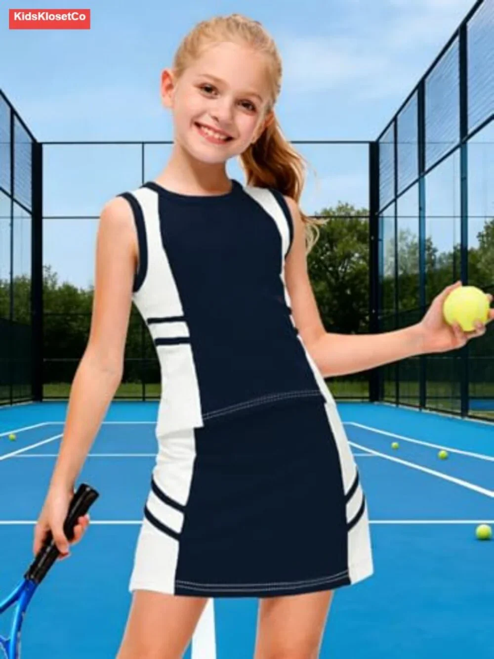 Girls Athletic Tank Top and Skort with Shorts 2-Piece Tennis Golf Set